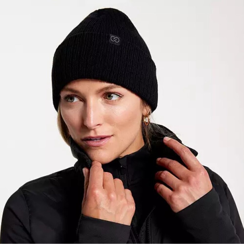 NWT CALIA Essential Ribbed Black Winter Beanie